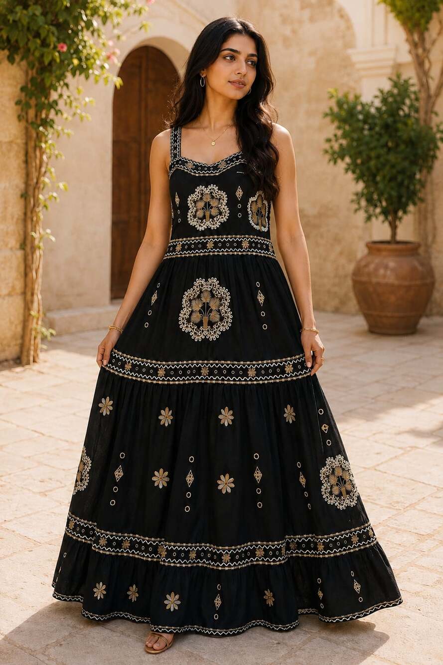 Elie Tahari The Ellisah Embroidered Linen Maxi Dress